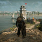 Assassin's Creed Origins 2023 game cover featuring ancient Egyptian scenery and characters, displayed on a dark background.